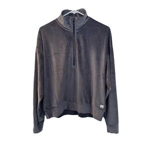 Vuori Haven Ribbed Velvet Half Zip Sweatshirt Pullover, Gray‎ Blue, Size M, EUC